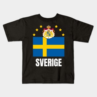 Sweden Flag National Emblem Swedish National Pride Kids T-Shirt